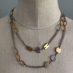 Brighton Vintage Deco Gold Silver Two Tone Link Necklace